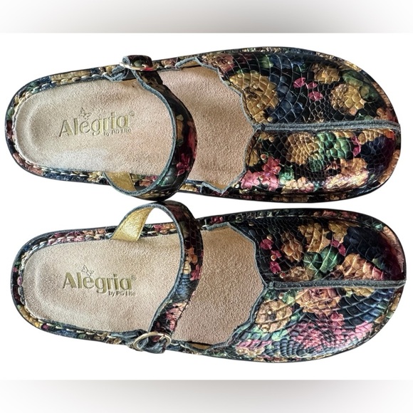 Alegria Paloma Multicolor Floral Embossed Mary Jane Clogs Size 8 - Picture 8 of 8